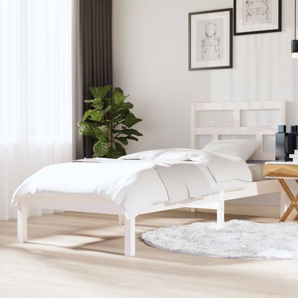 vidaXL Posteľný rám biely 75x190 cm malé jednolôžko masívne drevo