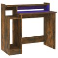 vidaXL Stôl s LED svetlami, tmavý dub 97x45x90 cm, kompozitné drevo