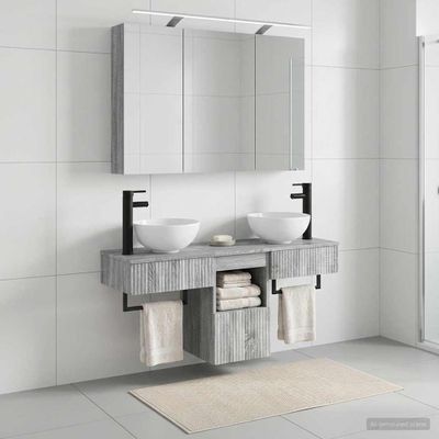 vidaXL Set kabinetov do kúpeľne 4 pcs Sivý Sonoma 100 x 14,5 x 70 cm