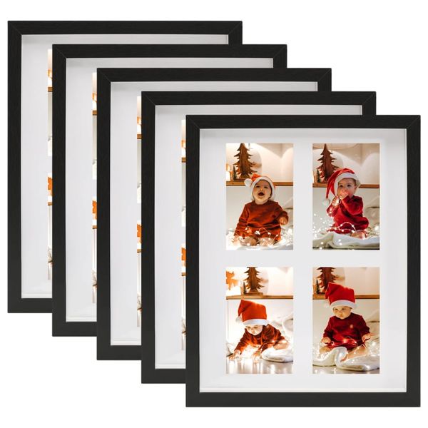 vidaXL 3D fotorámiky 5 ks čierne 28x35 cm na 4 obrázky (10x15 cm)