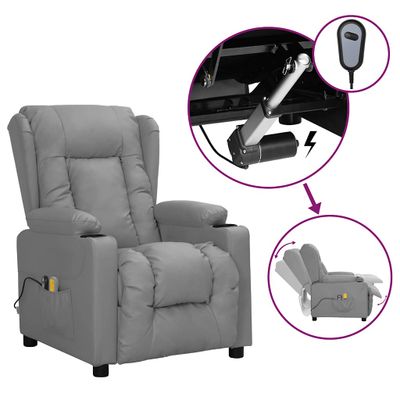 vidaXL Elektrické masážne kreslo sivé umelá koža