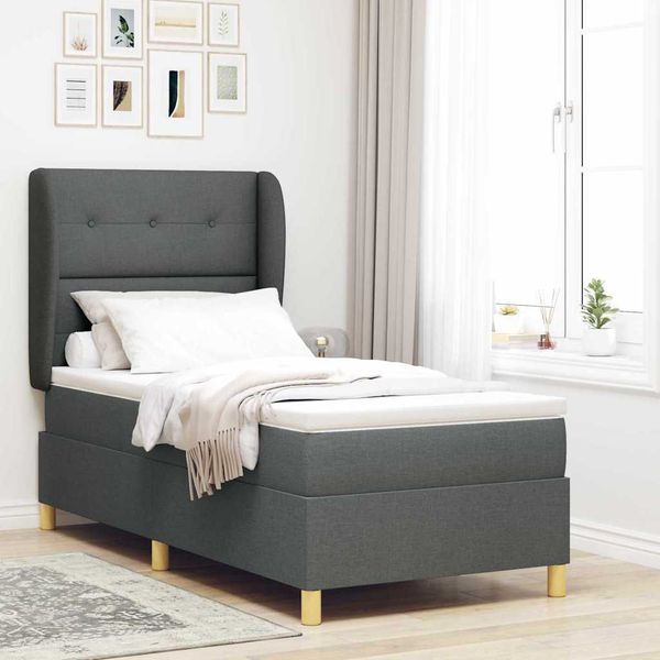 vidaXL Posteľ s pružinovým rámom Tmavo šedá 200 x 80 cm látka