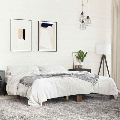 vidaXL Posteľný rám hnedý dub 160x200 cm kompozitné masív a kov