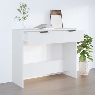 vidaXL Konzolový stolík biely 90x36x75 cm drevený