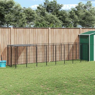 vidaXL Koterec pre psy čierny 4,84 m² oceľ
