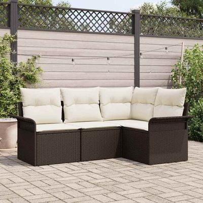 vidaXL Súprava záhradných pohoviek s úložiskom 4 pcs Hnedá polyratan