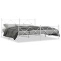 vidaXL Kovový rám postele s čelom a podnožkou biely 200x200 cm