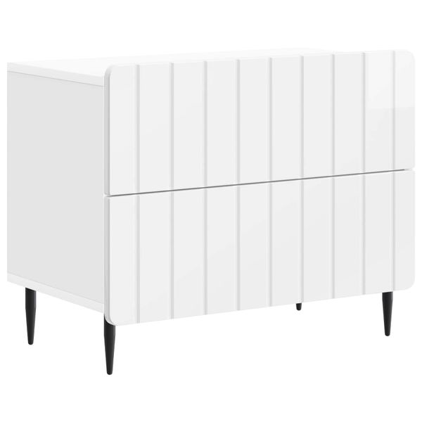 vidaXL Nočný stolík Biela s vysokým leskom 62 x 34,5 x 49,5 cm