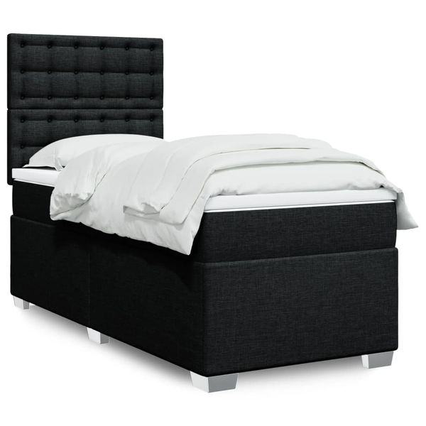 vidaXL Boxspring posteľ s matracom čierna 100x200 cm látka