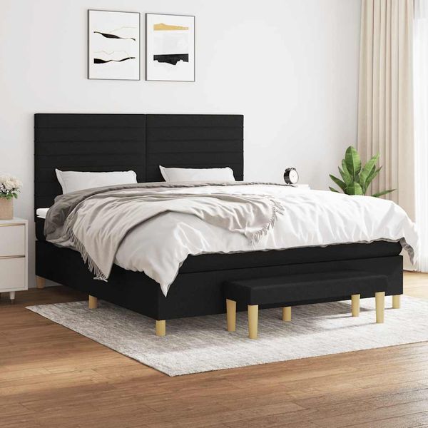 vidaXL Posteľný rám boxspring s matracom čierny 180x200 cm látka