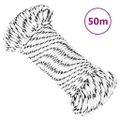 vidaXL Pletené lodné lano biele 3 mm x 50 m polyester