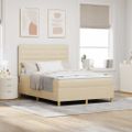 vidaXL Posteľ s pružinovým rámom s matracmi Krémová 140 x 190 cm látka