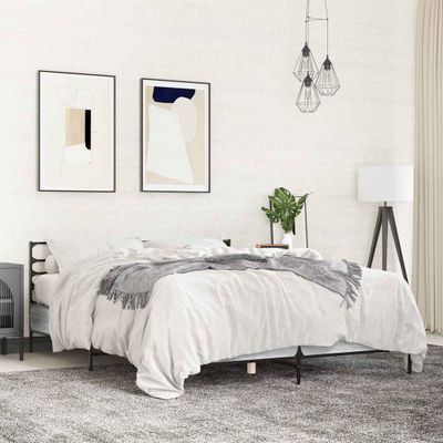 vidaXL Posteľný rám sivý sonoma 150x200 cm kompozitné drevo a kov
