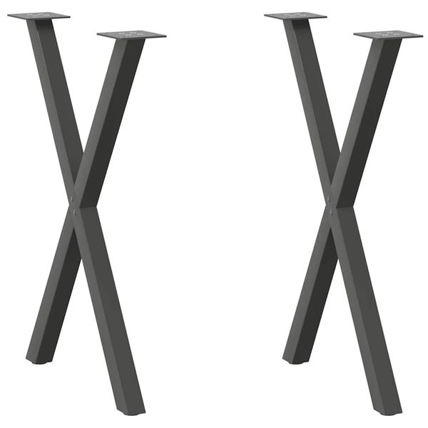 vidaXL Nohy k jedálenskému stolu v tvare X, 2 ks, antracitové, 50 x (72-73) cm, oceľ