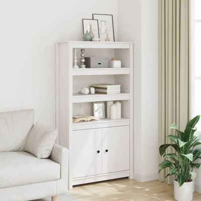 vidaXL Vysoká skrinka biela 80x35x154 cm borovicový masív