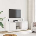 vidaXL TV skrinka biela 110,5x35x44 cm masívna borovica