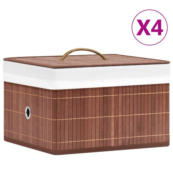 vidaXL Bambusové úložné boxy 4 ks hnedé