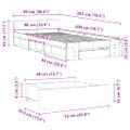 vidaXL Posteľný rám so zásuvkou dymový dub 90x200 cm kompozitné drevo