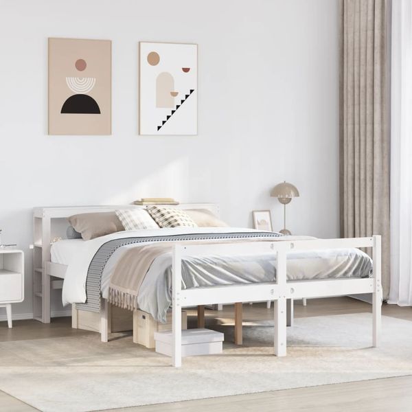 vidaXL Posteľný rám pre seniorov čelo biely 140x200cm borovicový masív