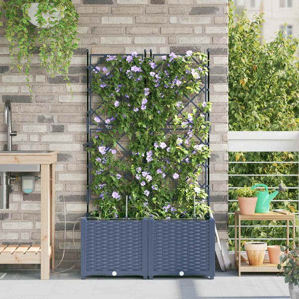 vidaXL Záhradný kvetináč 2 pcs Biely 80 x 40 x 142 cm Plast