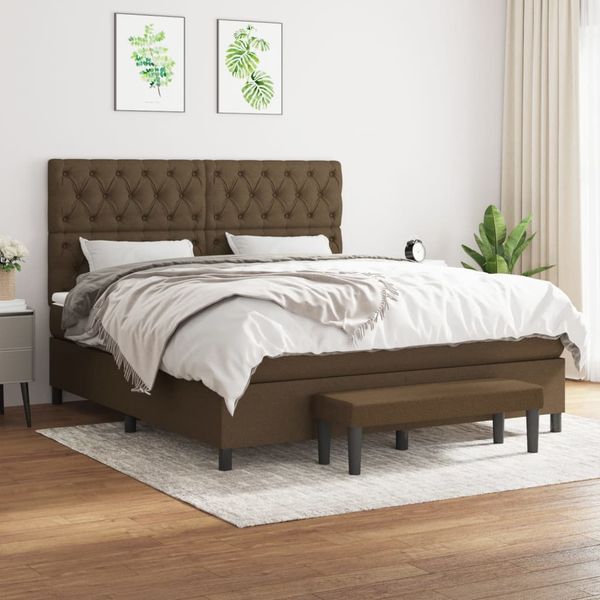 vidaXL Boxspring posteľ s matracom tmavohnedá 160x200 cm látka