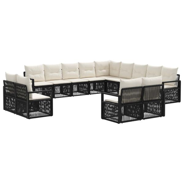 vidaXL Súprava záhradných pohoviek 13 pcs Čierna polyratan