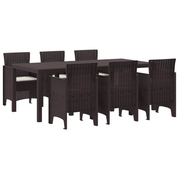vidaXL Záhradný jedálenský set 7 pcs Hnedá Polypropylén