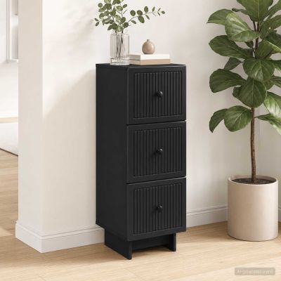 vidaXL Zásuvkový kabinet Čierna 33 x 34,5 x 90 cm Kompozitné drevo