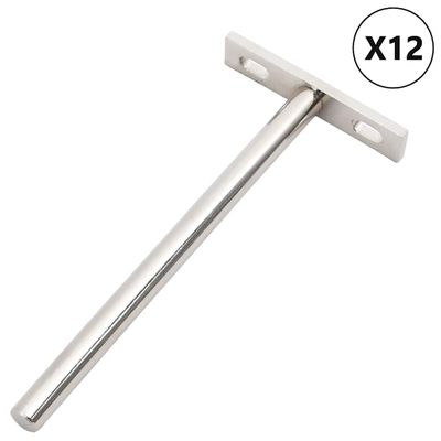 vidaXL Plávajúce konzoly na police 12 ks Neviditeľné Ø10x150 mm Uhlíková oceľ