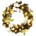 vidaXL Vianočný veniec s LED svetlami, čierny 60 cm, PVC
