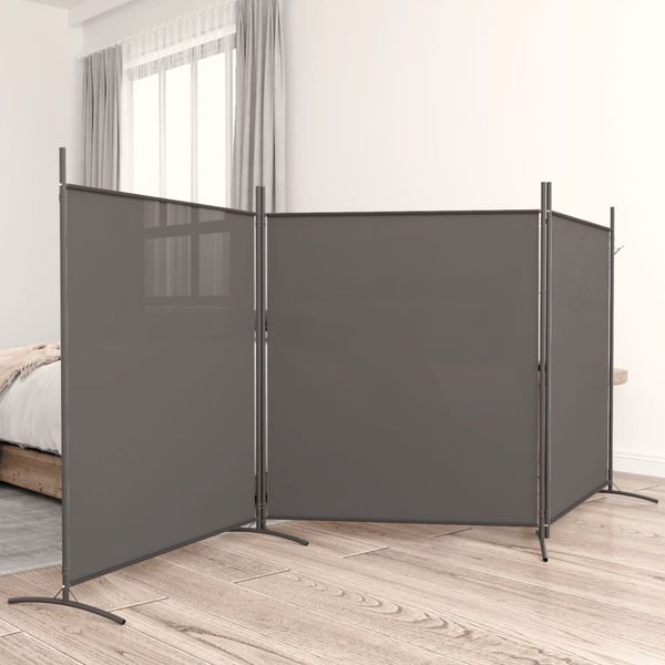 vidaXL 3-panelový paraván antracitový 525x180 cm látkový