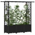 vidaXL Vyvýšený záhon s mriežkou a strechou Čierna 162,5 x 40 x 136 cm