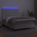vidaXL Boxspring posteľ s matracom a LED biela 140x200 cm umelá koža