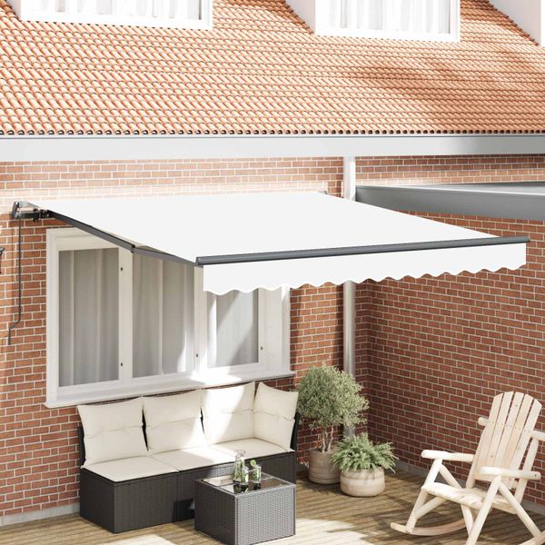 vidaXL Sklopná markíza Biela 300 x 250 cm Polyester a hliník