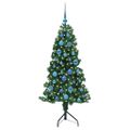 vidaXL Rohový umelý vianočný strom s 150 LED-i Zelená 150 cm PVC a kov
