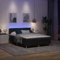 vidaXL LED box s pružinami s LED pásikmi Čierny 140 x 200 cm látka