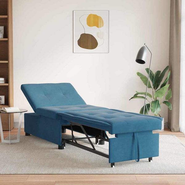 vidaXL Rozkladacia posteľ Modrá 194 x 67 x 82 cm Zamat
