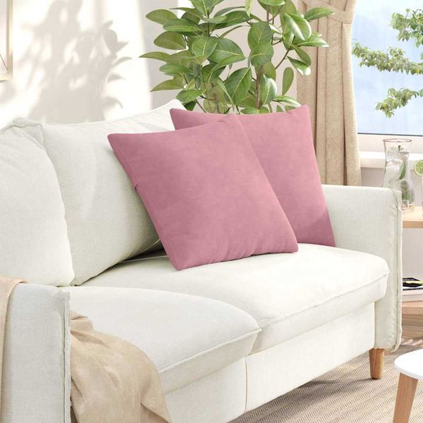 vidaXL Vankúše na pohovku 2 pcs Ružová 50 x 50 cm Kordúrová tkanina