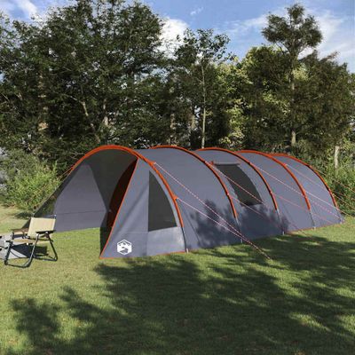 vidaXL Tunelový stan pre 6 osôb Šedá a oranžová 890 x 470 x 220 cm