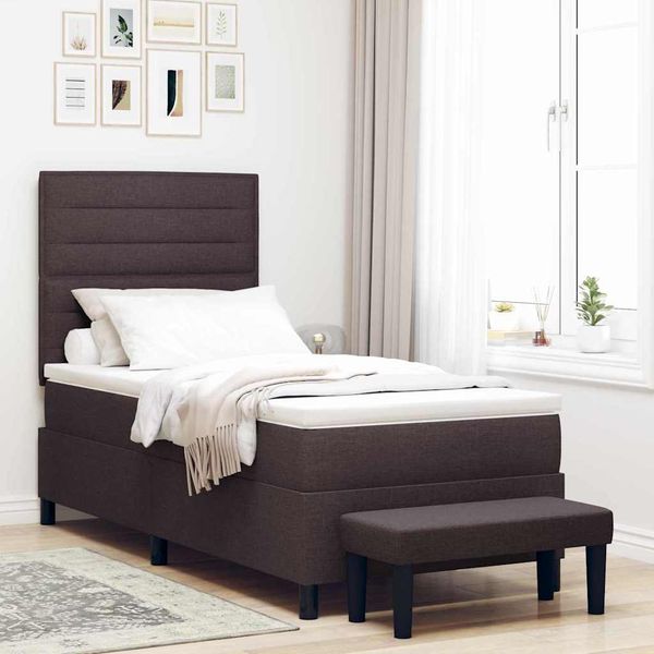 vidaXL Posteľ s pružinovým rámom Tmavohnedá 90 x 200 cm látka