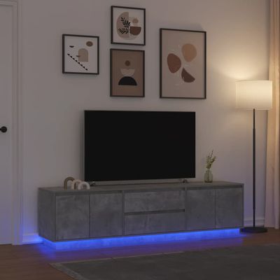 vidaXL TV skrinka s LED svetlami betónovo sivá 193,5x41x50 cm
