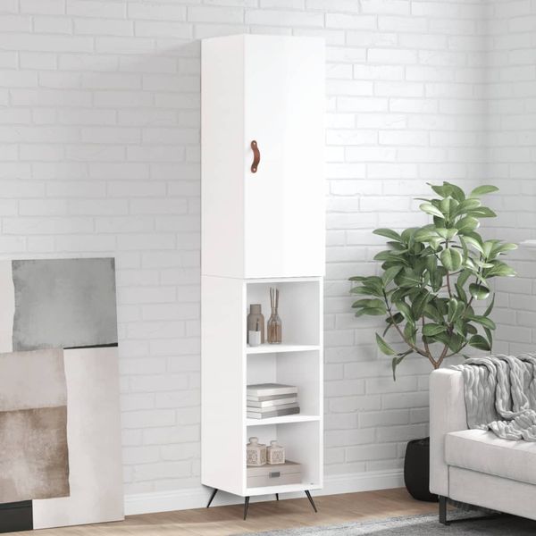vidaXL Vysoká skrinka biela 34,5x34x180 cm spracované drevo