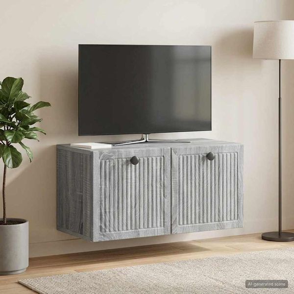 vidaXL Nástenná TV skrinka Nástenný Sivá sonoma 59,5 x 31 x 30 cm
