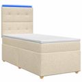 vidaXL Posteľ boxspring s matracom Krémová 100 x 200 cm Látka