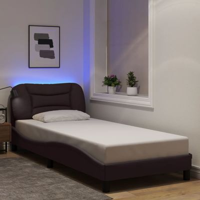 vidaXL Rám postele s LED bez matraca Hvar tmavohnedá 90x200 cm látka