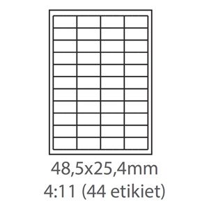 etikety Samolepiace 48,5x25,4 univerzálne biele 44ks/A4 (1000 listov A4/bal.)