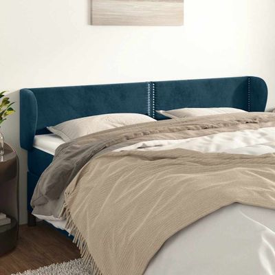 vidaXL Čelo postele so záhybmi tmavomodrá 163x23x78/88 cm zamat