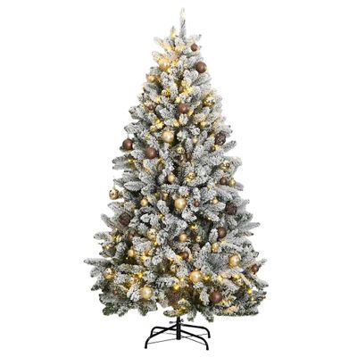 vidaXL Umelý výklopný vianočný stromček 300 LED a sada gúľ 240 cm