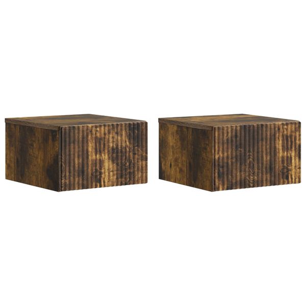vidaXL Nástenná nočná skrinka 2 pcs Dymový dub 33 x 34,5 x 20 cm