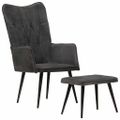vidaXL Kreslo wingback s podnožkou čierne vintage plátno